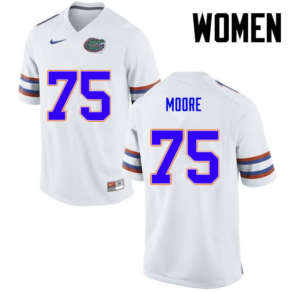 NCAA Florida Gators TJ Moore Women's #75 Nike White Stitched Authentic College Football Jersey ZRC8864JJ